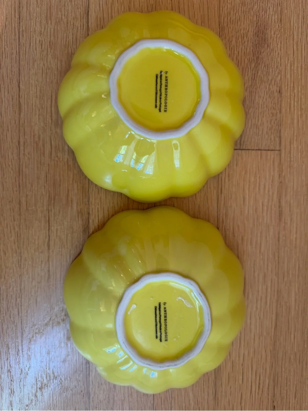 Beatriz Yellow Scalloped Dessert Plates and Bowls, S/2